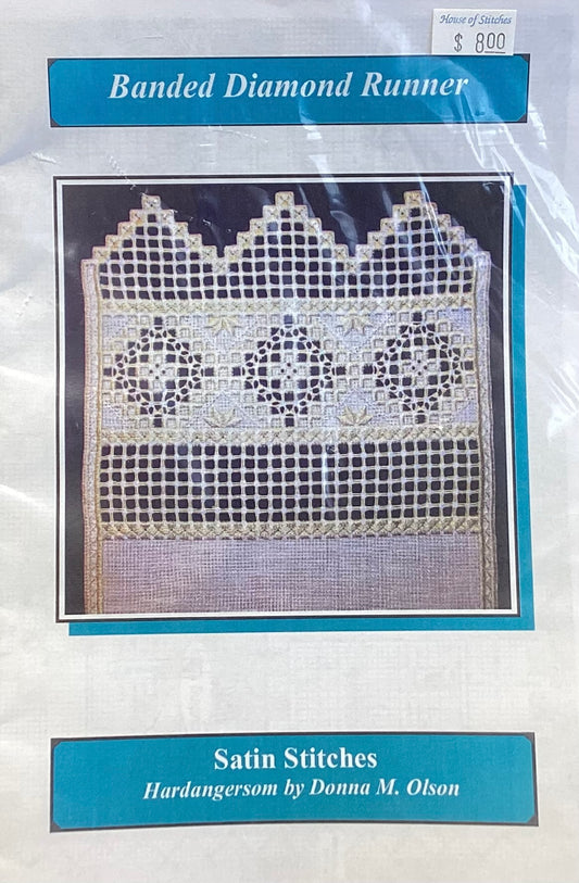 Banded Diamond Runner: Hardanger by Satin Stitches