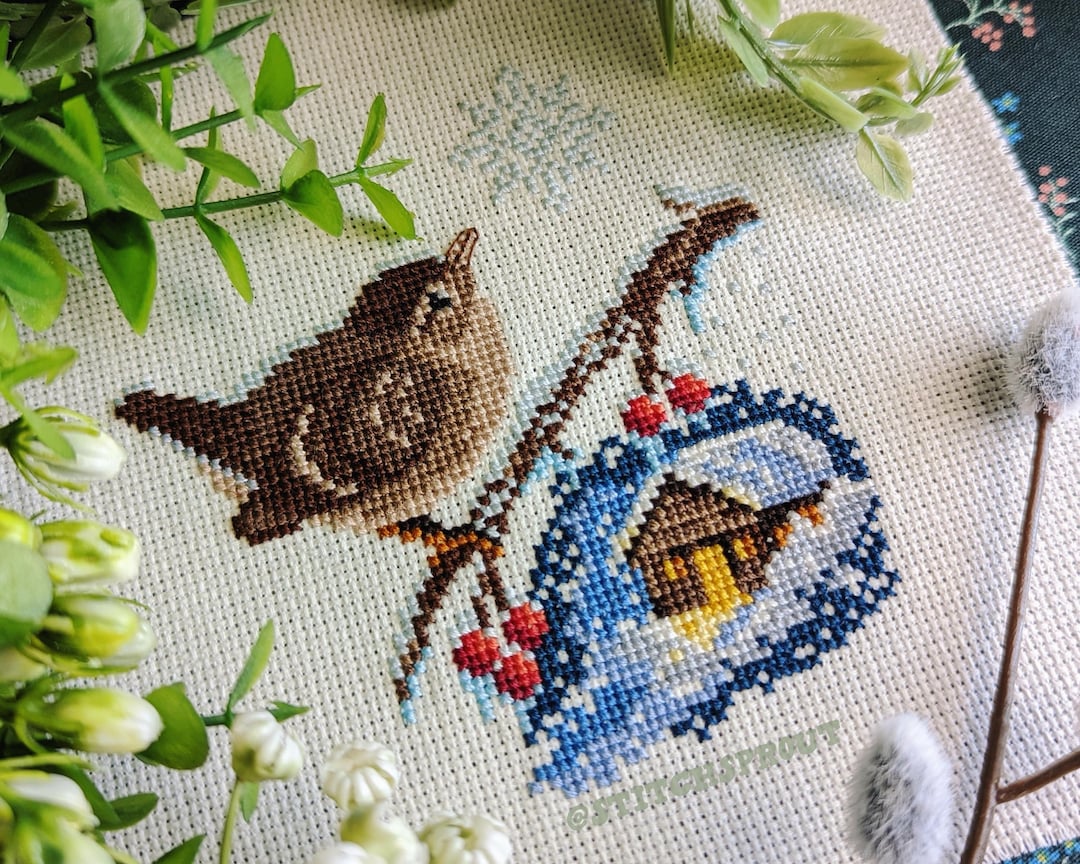 Snowy Winter Wren by StitchSprout Cross Stitch