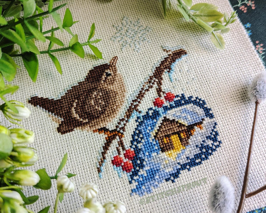 Snowy Winter Wren by StitchSprout Cross Stitch