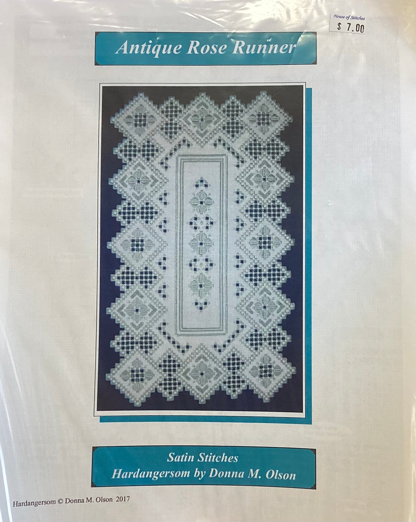 Antique Rose Runner: Hardanger by Satin Stitches