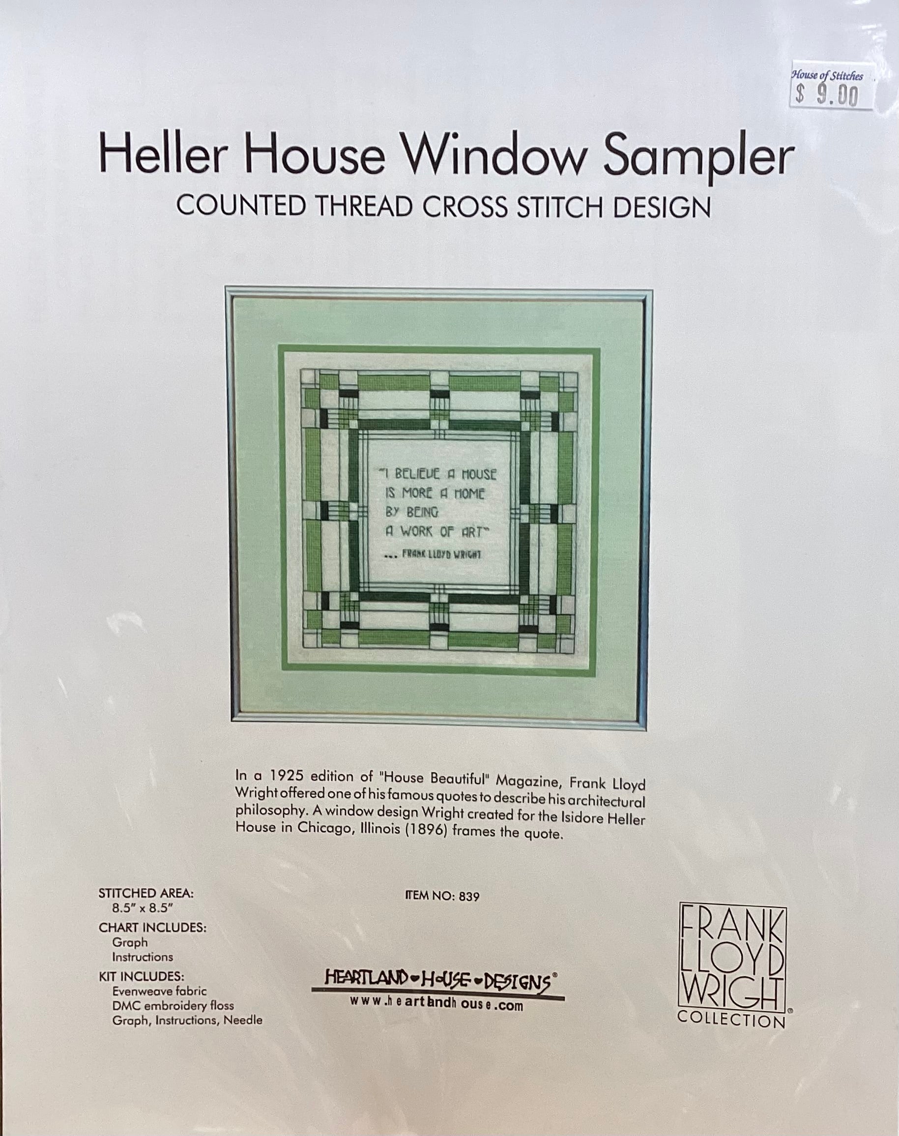 Window Sampler Samples Frank Lloyd Wright Collection: Heller House Window Sampler by Heartlan ...