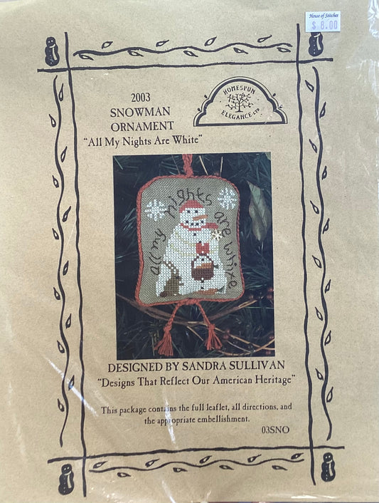 All My Nights Are White: 2003 Snowman Ornament