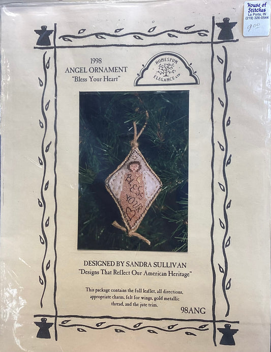1998 Angel Ornament: Bless Your Heart by Homespun Elegance