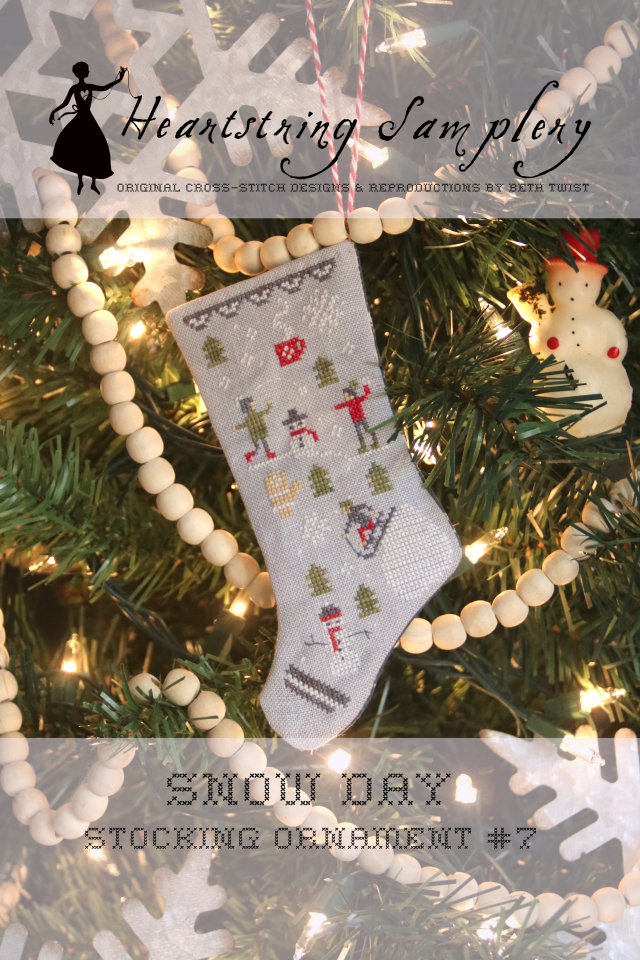 Stocking Ornament #7: Snow Day by Heartstring Samplery