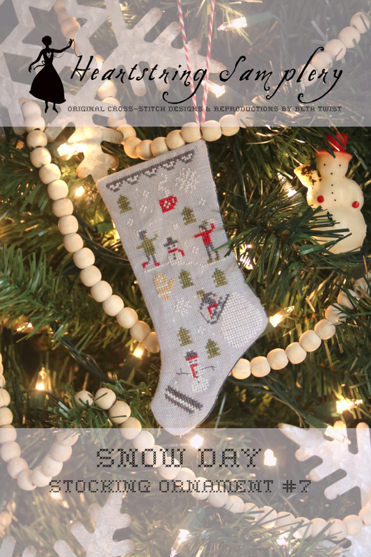 Stocking Ornament #7: Snow Day by Heartstring Samplery