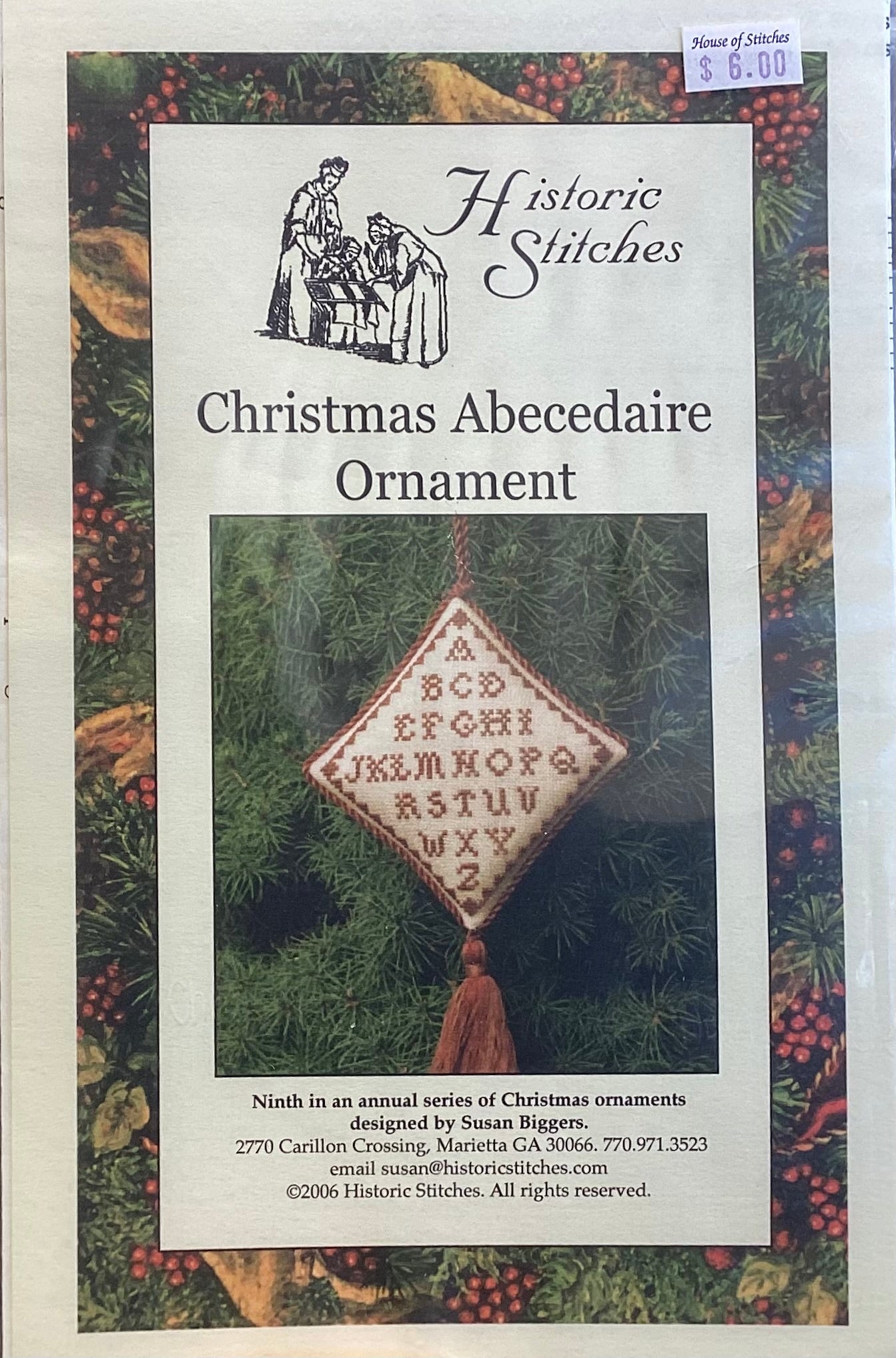 Christmas Abecedarie Ornament by Historic Stitches