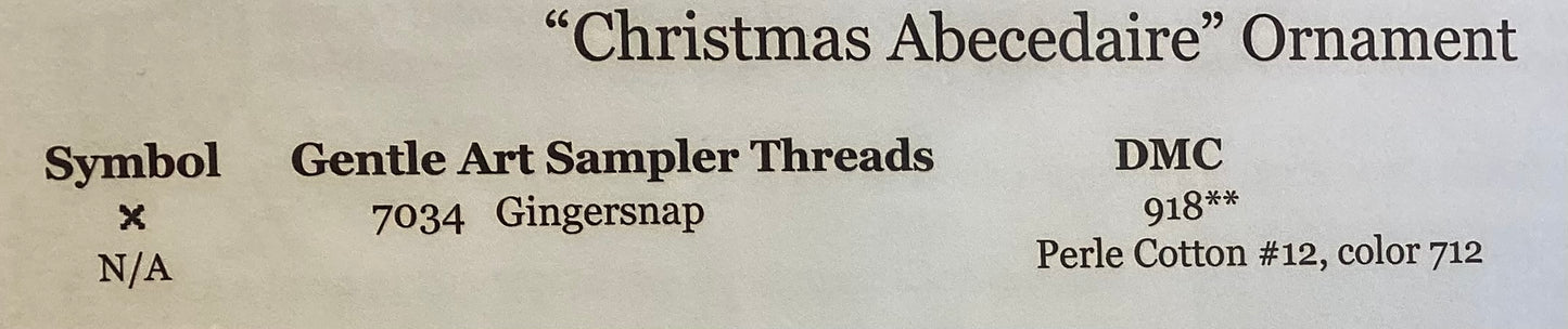 Christmas Abecedarie Ornament by Historic Stitches