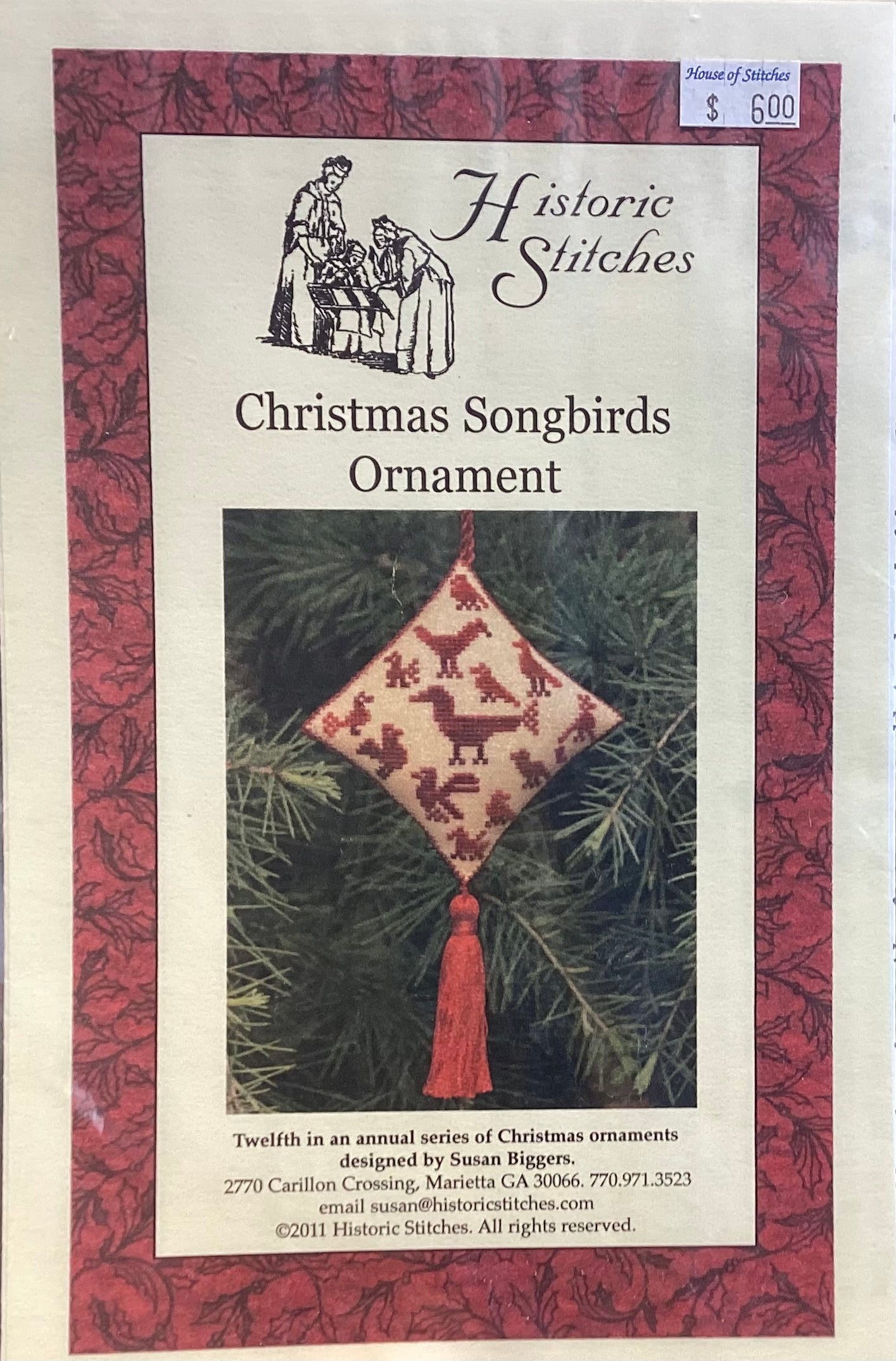 Christmas Songbirds Ornament by Historic Stitches