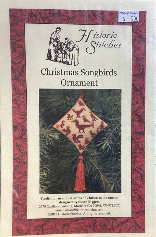 Christmas Songbirds Ornament by Historic Stitches
