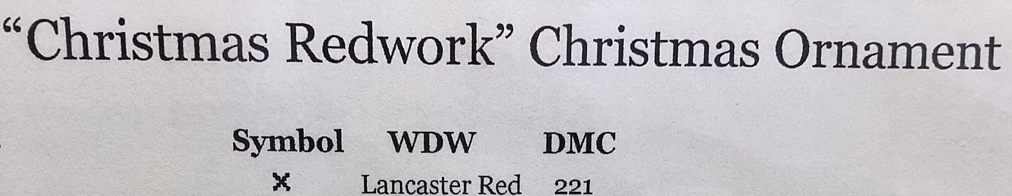 Christmas Redwork Ornament by Historic Stitches