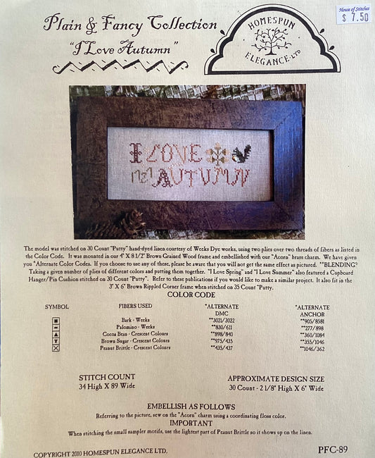 Plain & Fancy Collection: I Love Autumn by Homespun Elegance