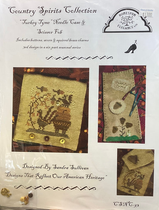 Country Spirit Collection: Turkey Tyme Needle case & Scissor Fob by Homespun Elegance