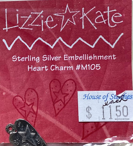 Sterling Silver Heart Charm Embellishment by Lizzie Kate