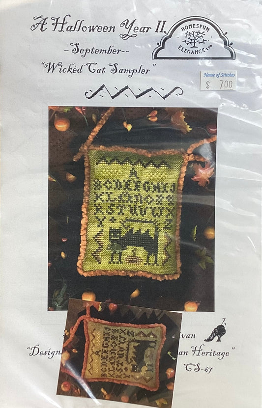 A Halloween Year II: September “Wicked Cat Sampler” by Homespun Elegance