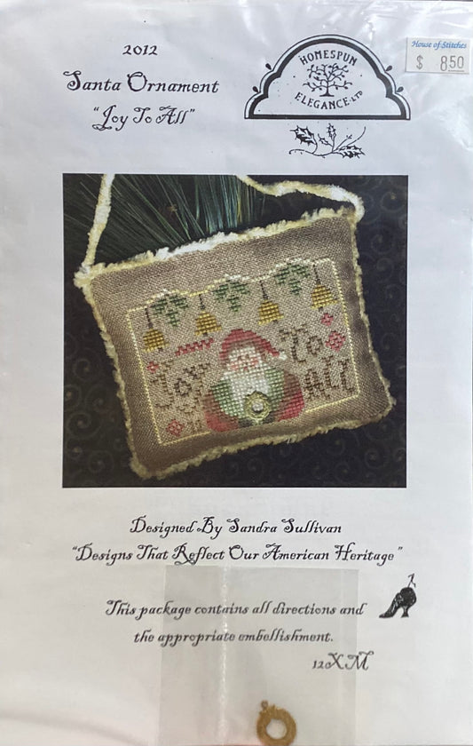 Santa Ornament: Joy To All by Homespun Elegance
