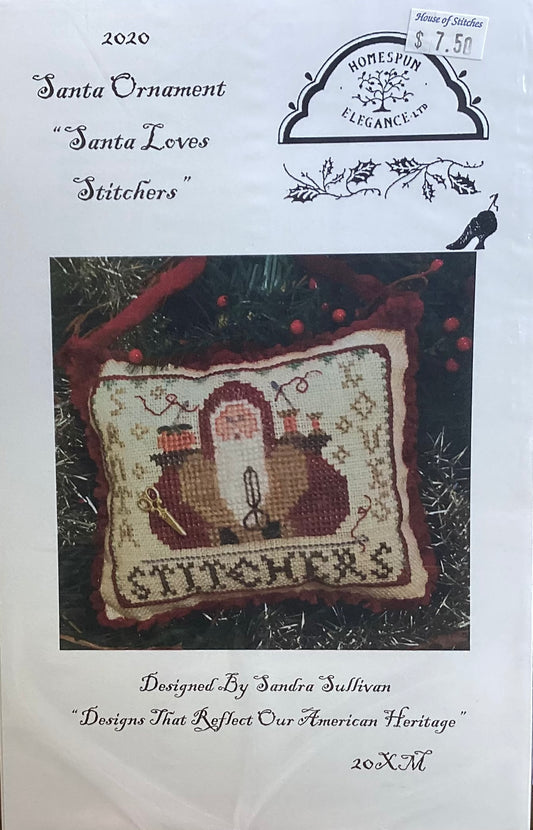 Santa Ornament 2020: Santa Loves Stitchers by Homespun Elegance