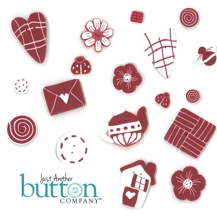 Just Another Button Company: Red & White Collection Embellishment Pack