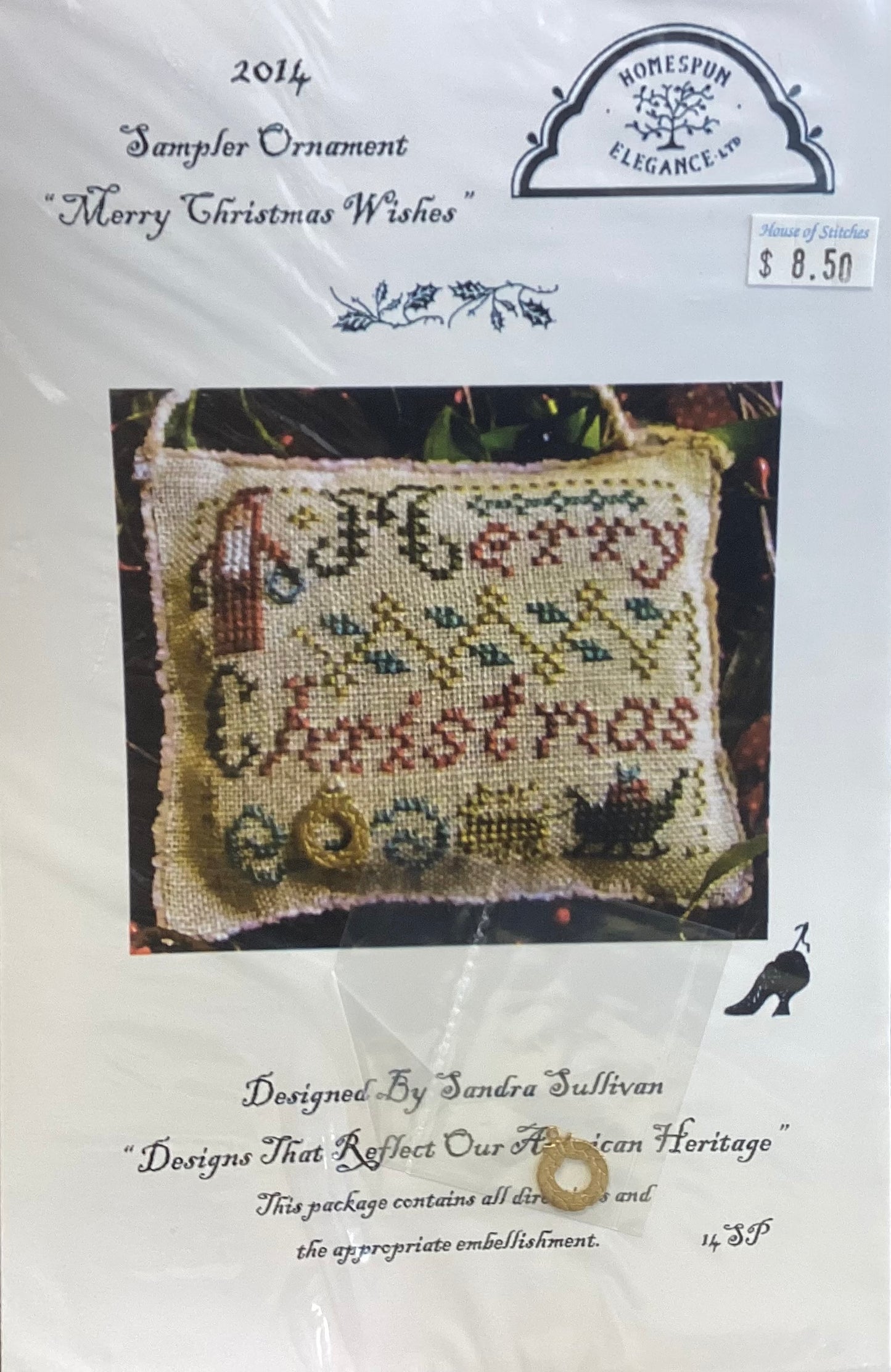Sampler Ornaments 2014: Merry Christmas Wishes by Homespun Elegance