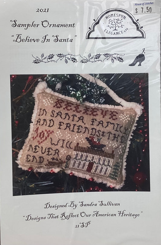 Sampler Ornament 2021: Believe In Santa by Homespun Elegance