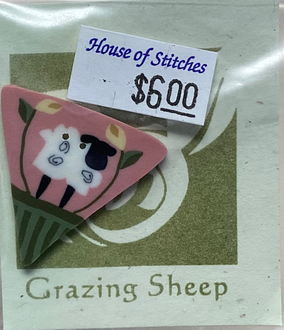 Grazing Sheep Button by Shepherd’s Bush Printworks
