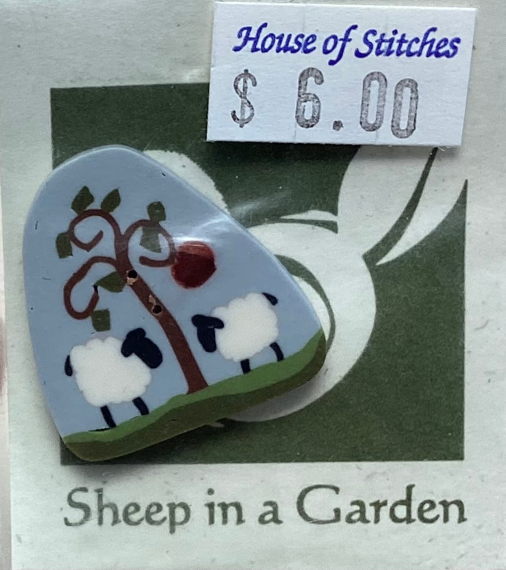 Sheep in a Garden Button by Shepherd’s Bush Printworks