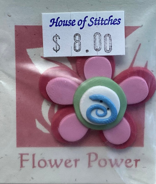 Flower Power Button by Shepherd’s Bush Printworks