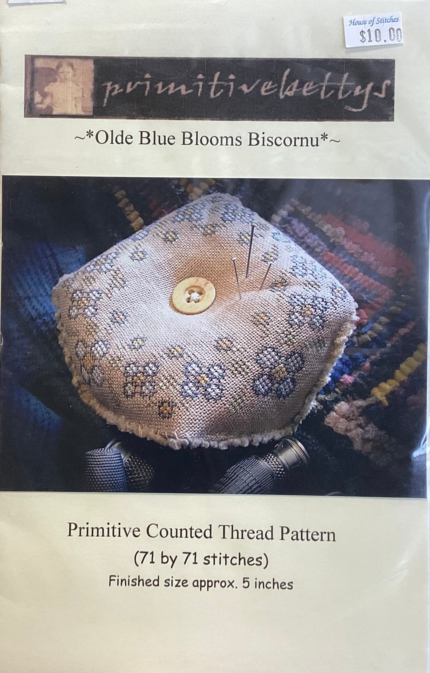 Olde Blue Blooms Biscornu by Primitive Betty’s