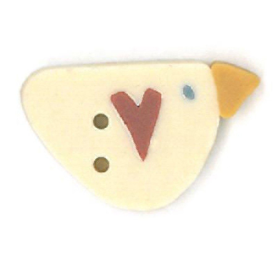 Small White Sweet Heart Bird Button by Just Another Button Company