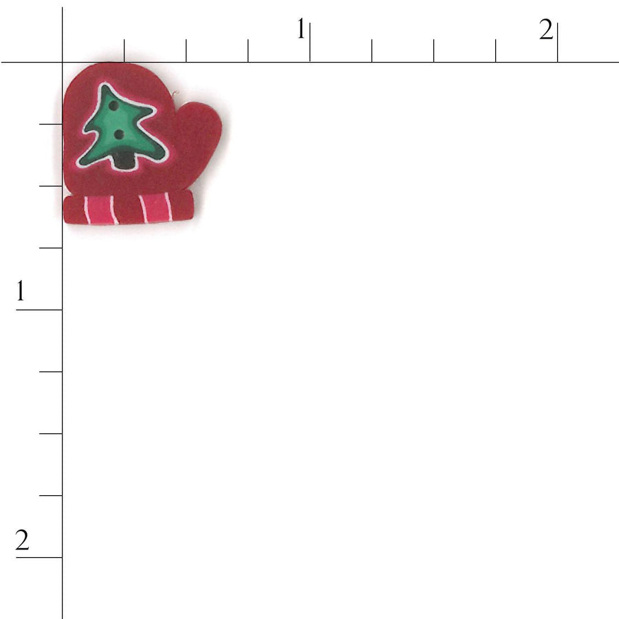 Large Red Mitten with Tree Button by Just Another Button Company