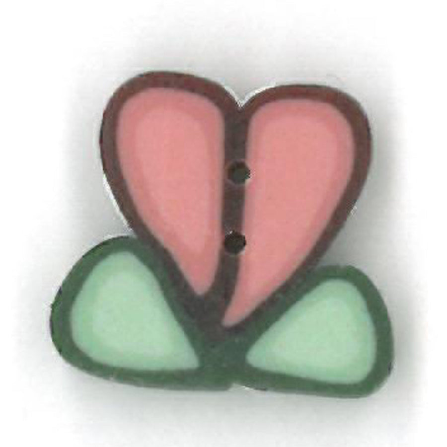 Coral Heart Flower Button by Just Another Button Company