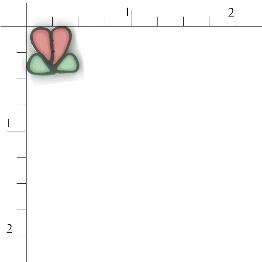 Coral Heart Flower Button by Just Another Button Company