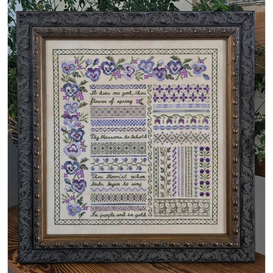 Pansy Garden Sampler by Samplers Not Forgotten