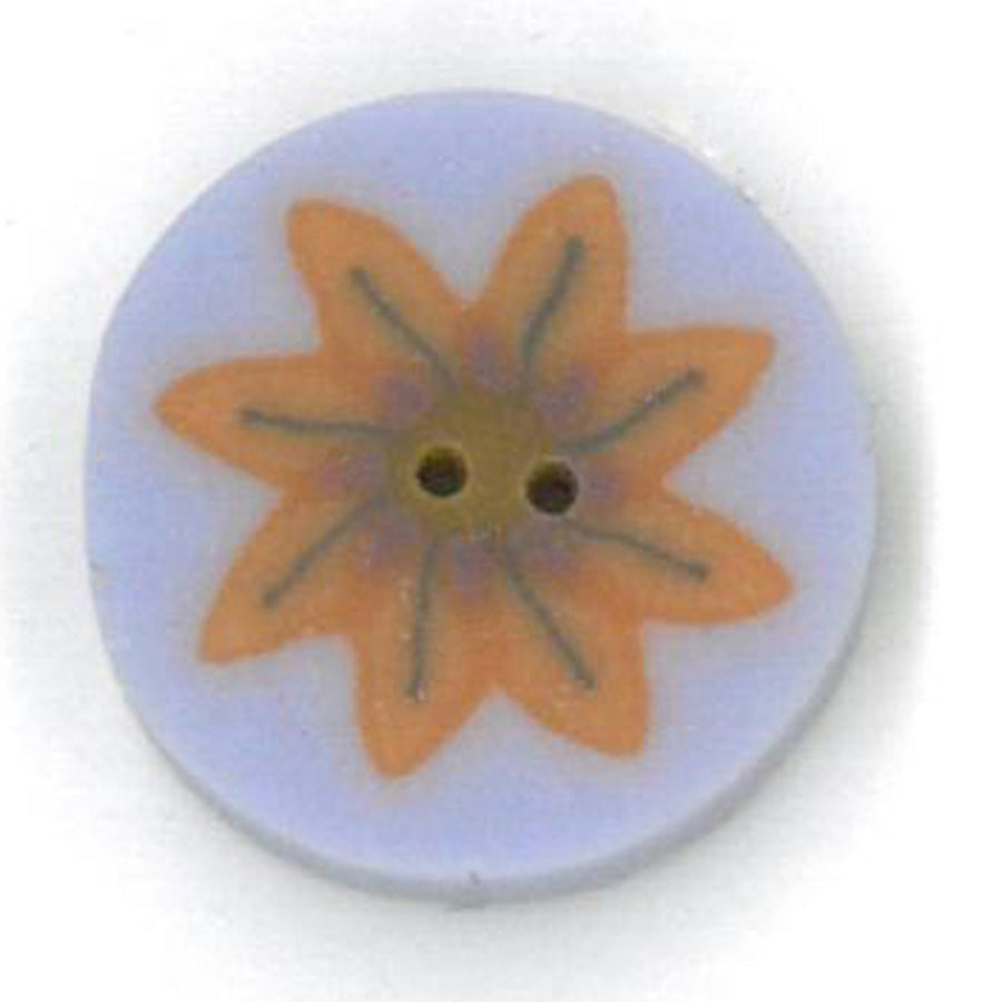 Small Orange Daisy on Purple Button by Just Another Button Company