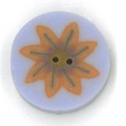 Small Orange Daisy on Purple Button by Just Another Button Company