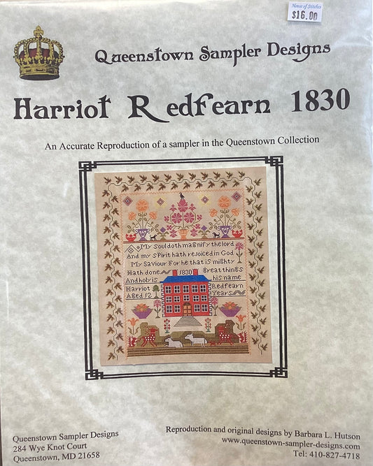 Harriot Redfefarn 1830 by Queenstown Sampler Designs