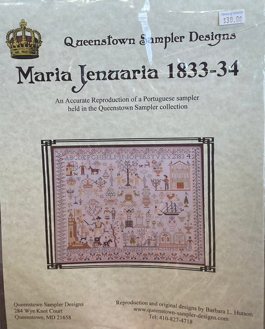 Maria Jenuaria 1833-34 by Queenstown Sampler Designs