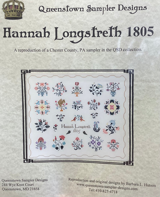 Hannah Longstreth 1805 by Queenstown Sampler Designs