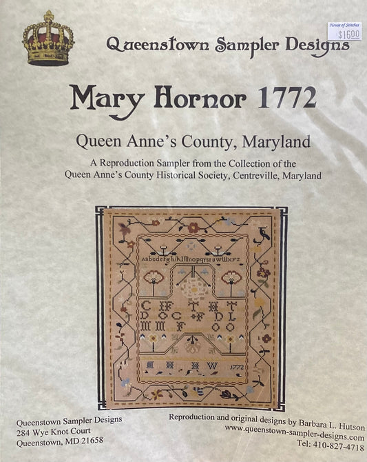 Mary Hornor 1772 by Queenstown Sampler Designs