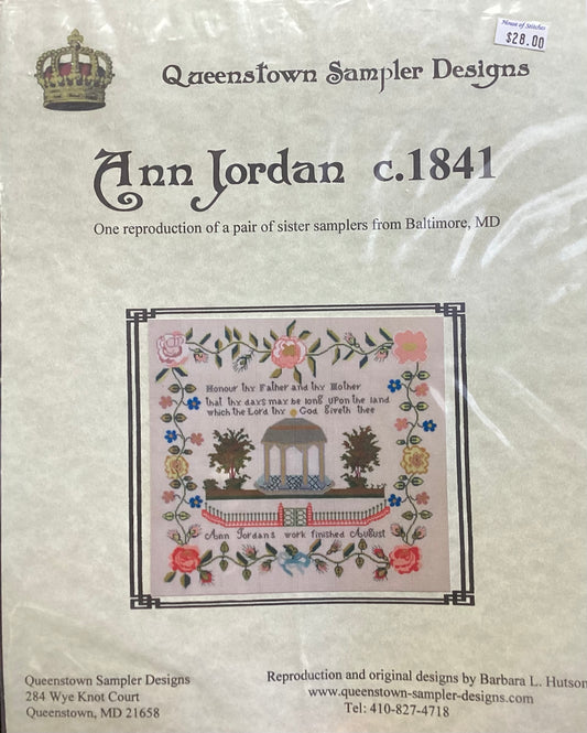 Ann Jordan c. 1841 by Queenstown Sampler Designs