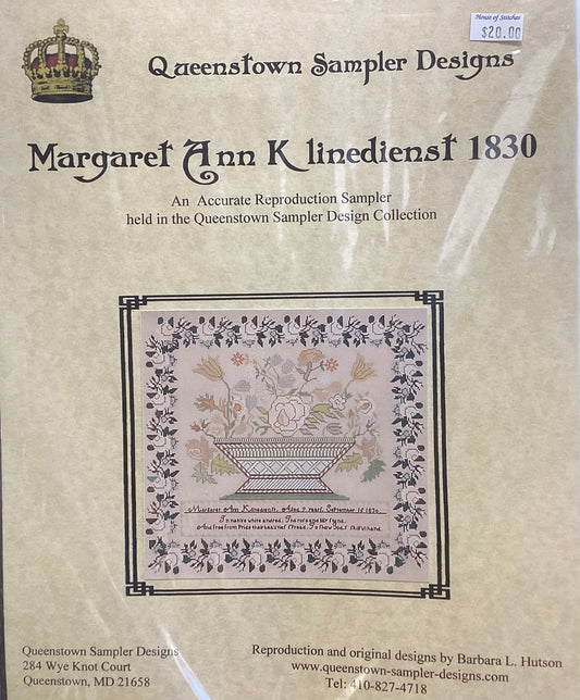 Margaret Ann Klinedienst 1830 by Queenstown Sampler Designs