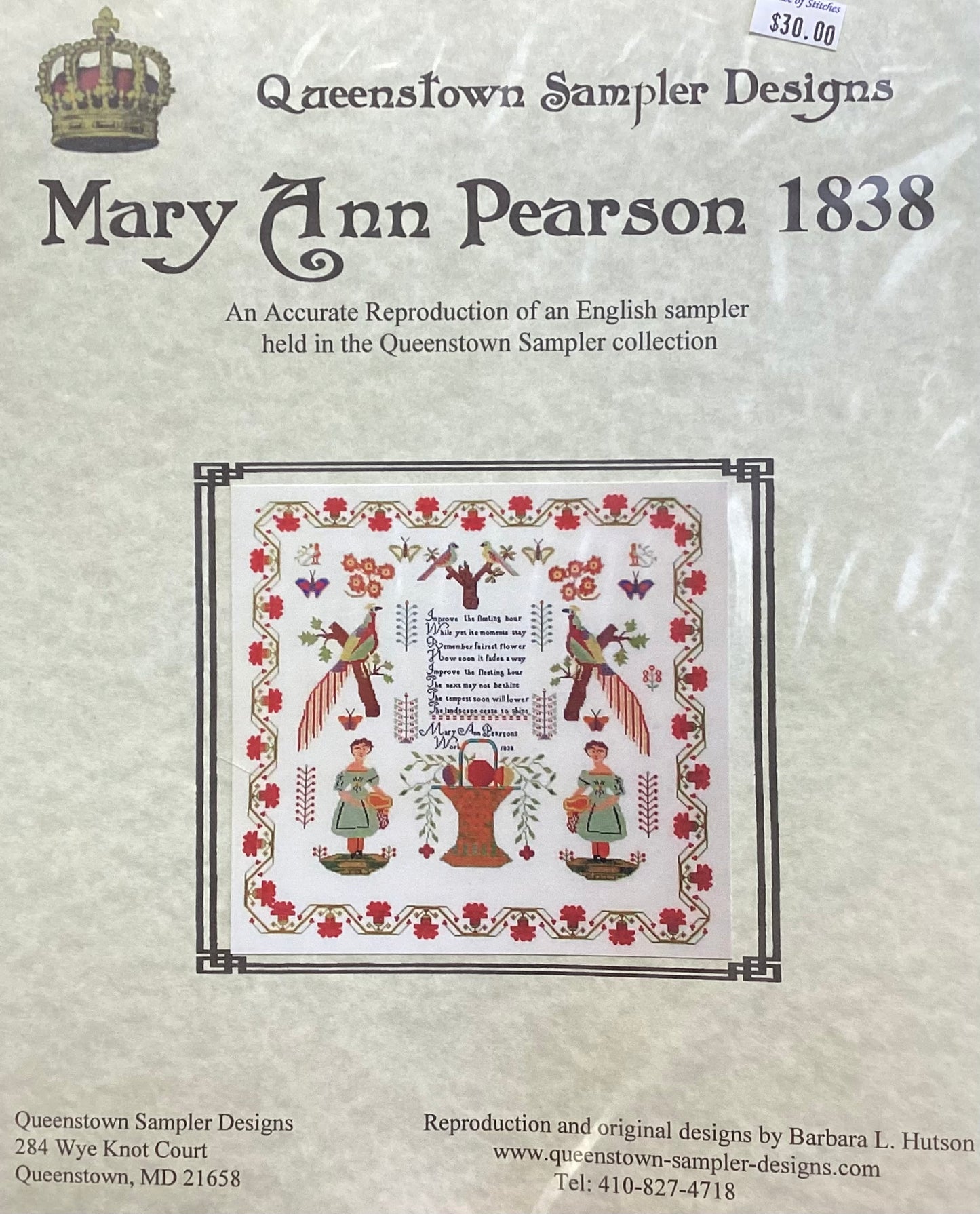 Mary Ann Pearson 1838 by Queenstown Sampler Designs