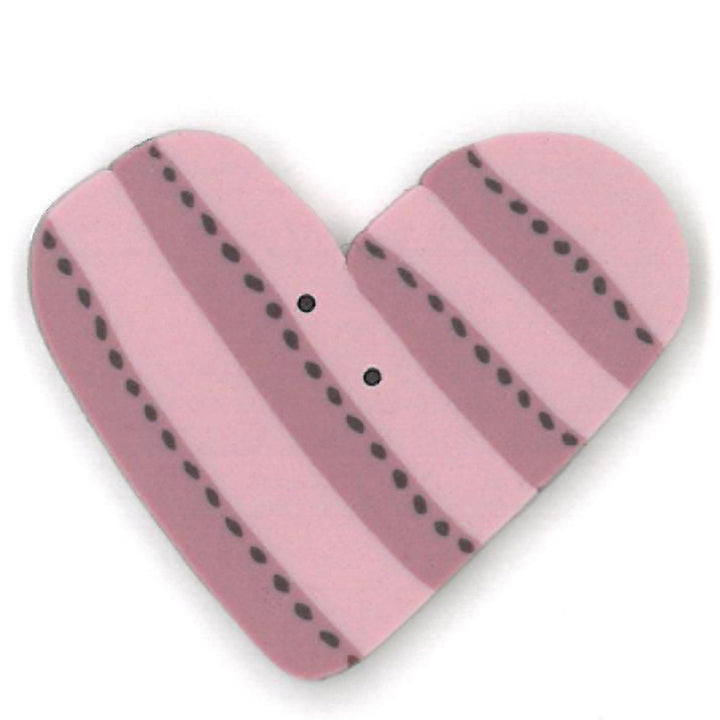 Pink Striped Heart Button by Just Another Button Company