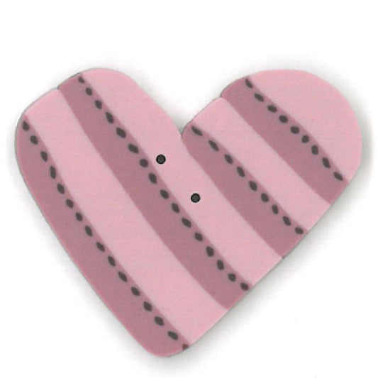 Pink Striped Heart Button by Just Another Button Company