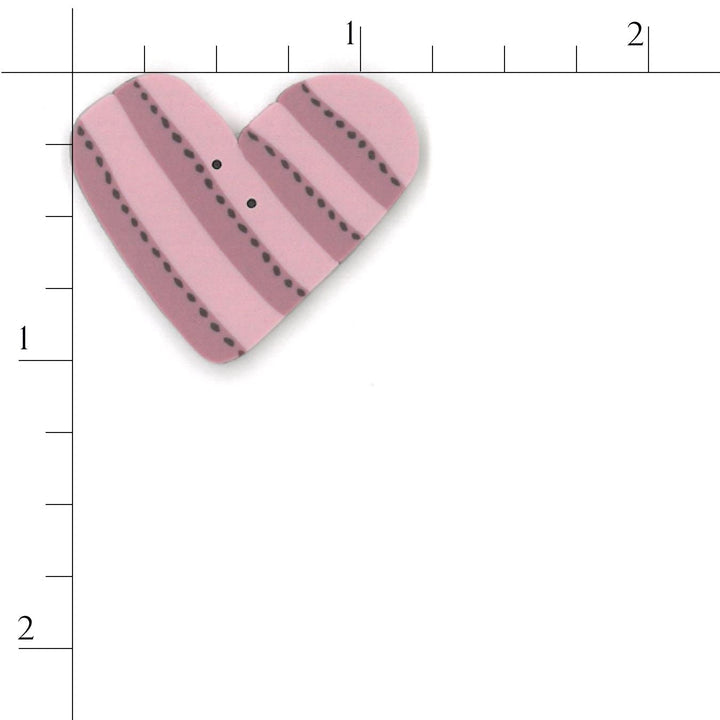 Pink Striped Heart Button by Just Another Button Company