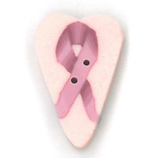 Pink Ribbon Heart Button by Just Another Button Company