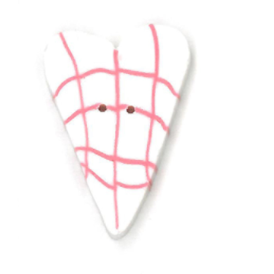 White & Pink Plaid Heart Button by Just Another Button Company