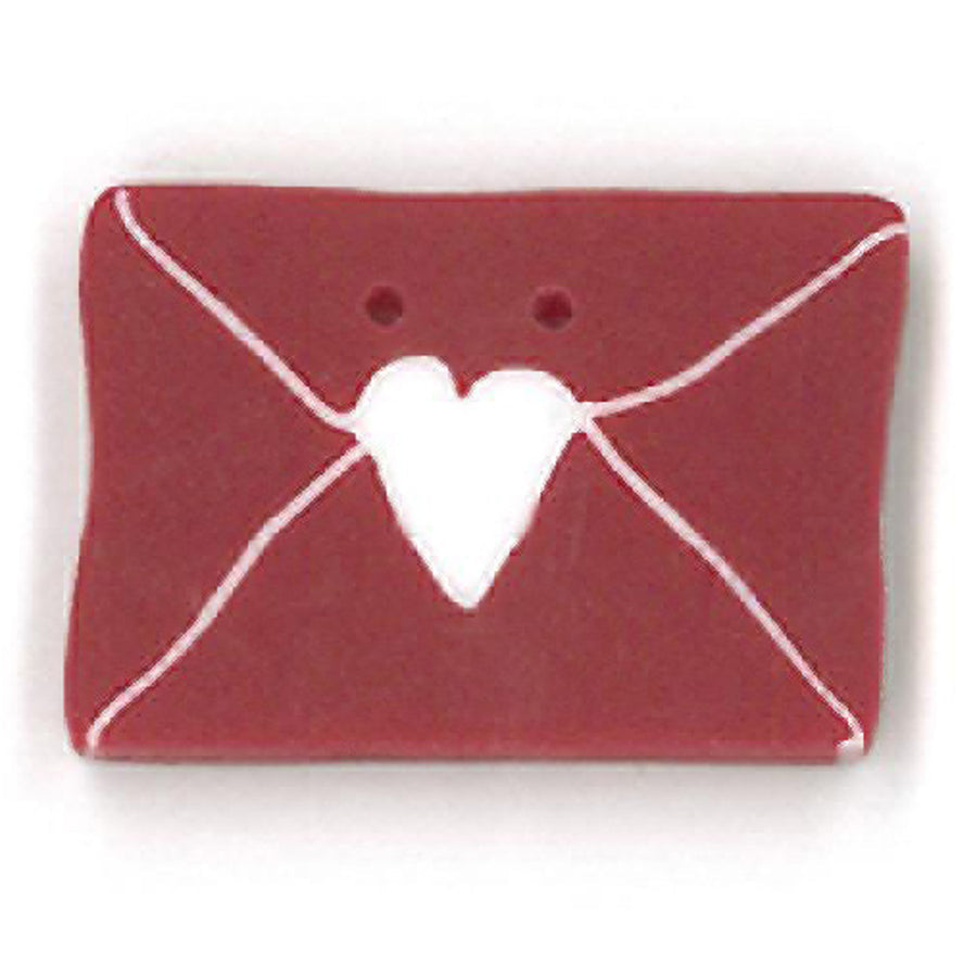 Small Love Letter-Red & White Button by Just Another Button Company