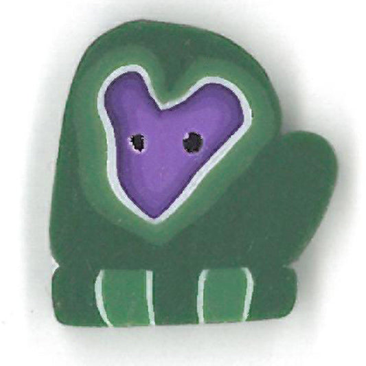 Small Green Mitten with Heart Button by Just Another Button Company