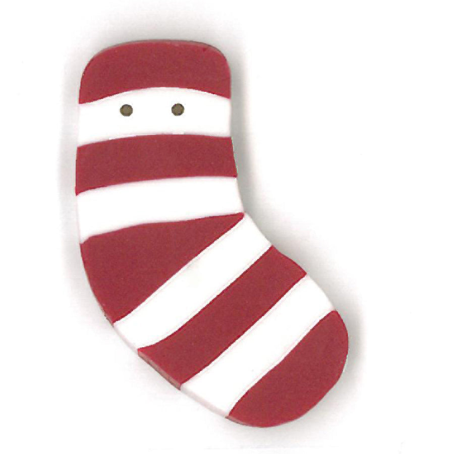 Small Red Striped Stocking Button by Just Another Button Company