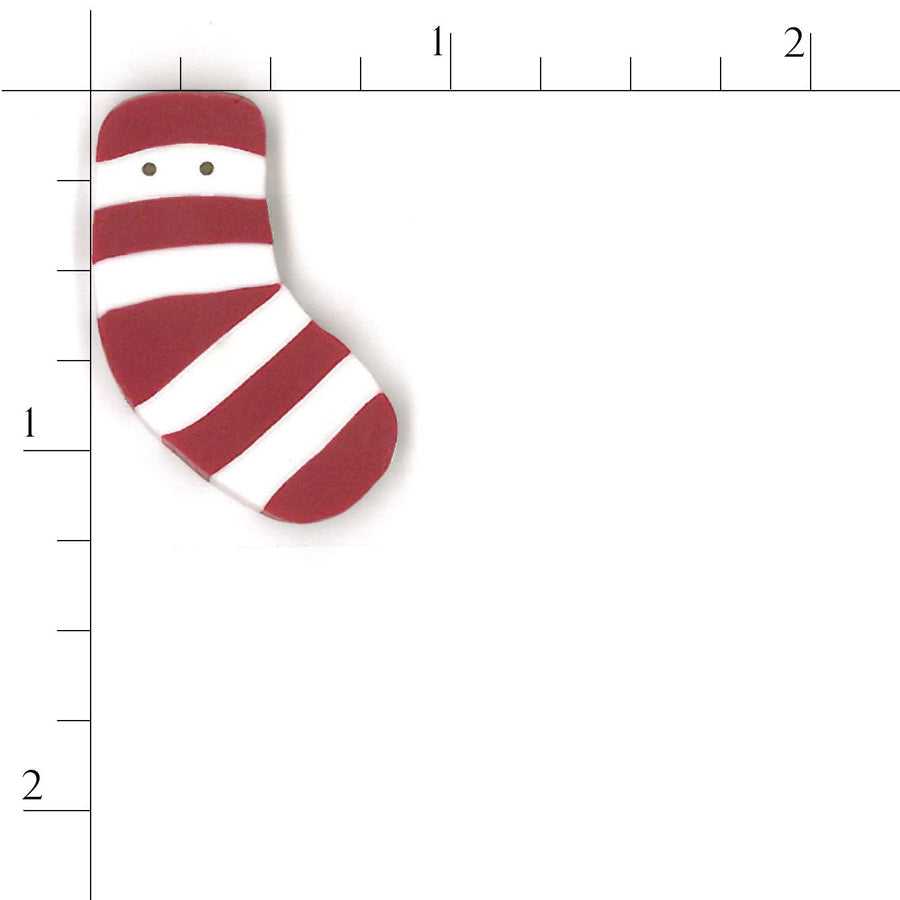 Small Red Striped Stocking Button by Just Another Button Company